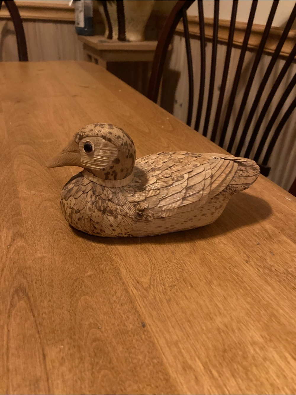 Vintage corn husk duck figure